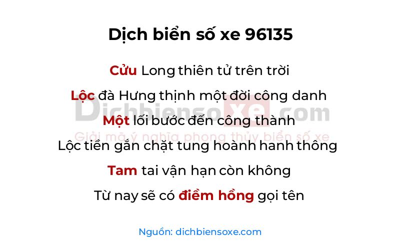 Dịch thơ biển số 96135