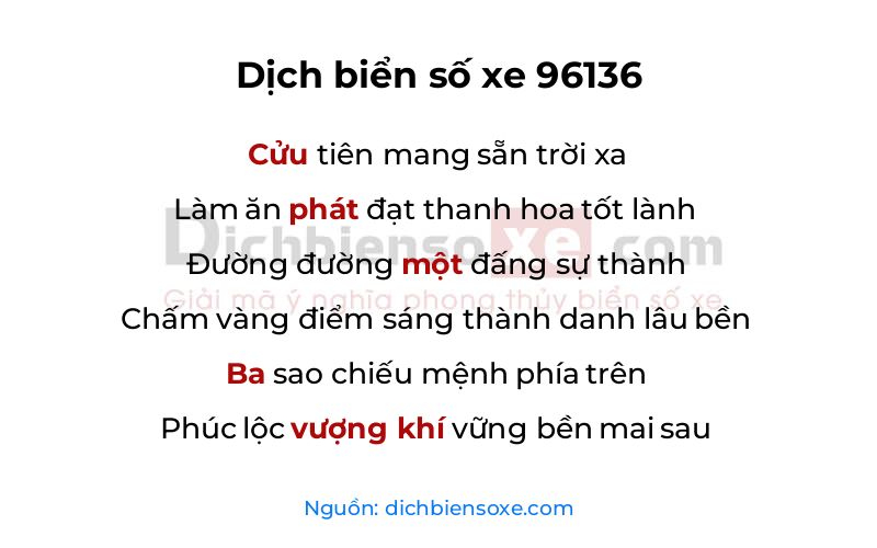 Dịch thơ biển số 96136
