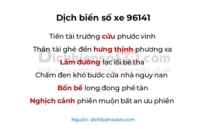 Dịch thơ biển số 96141