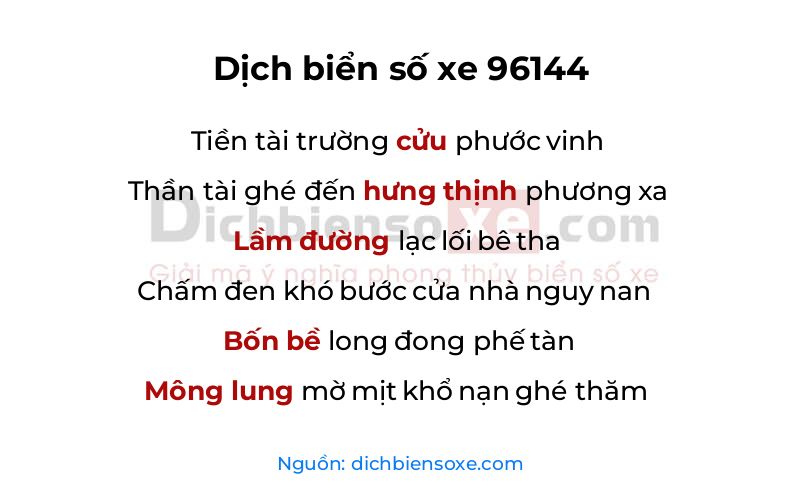 Dịch thơ biển số 96144