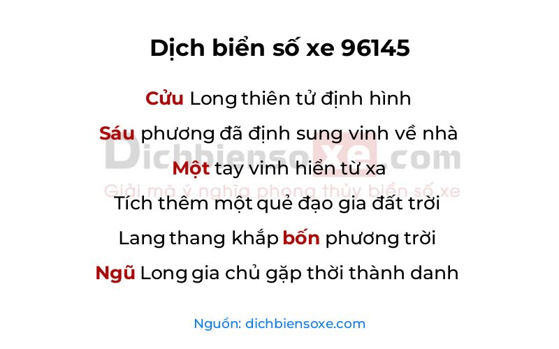 Dịch thơ biển số 96145