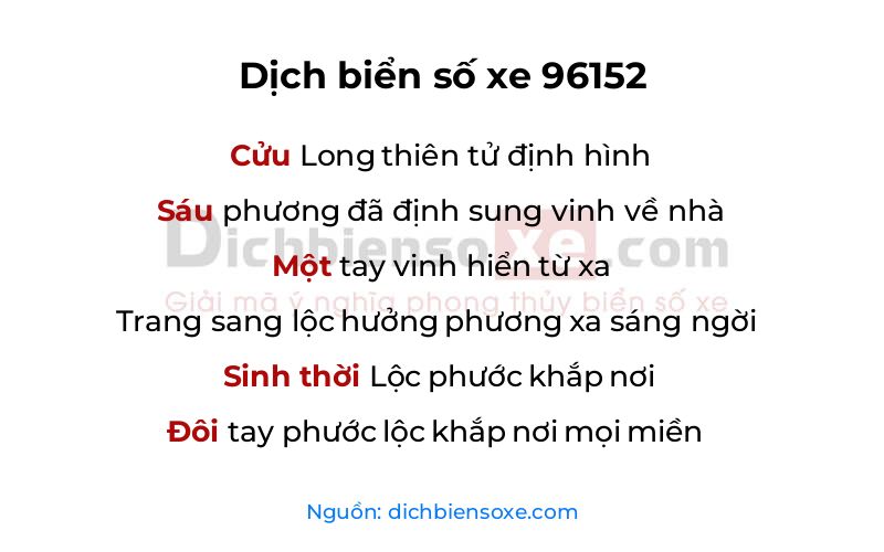 Dịch thơ biển số 96152