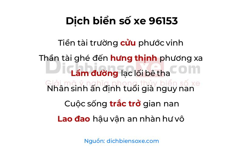 Dịch thơ biển số 96153