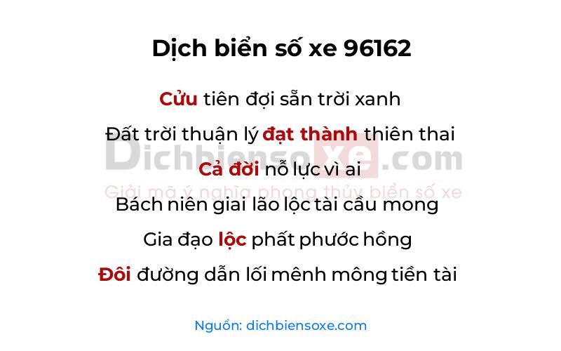 Dịch thơ biển số 96162