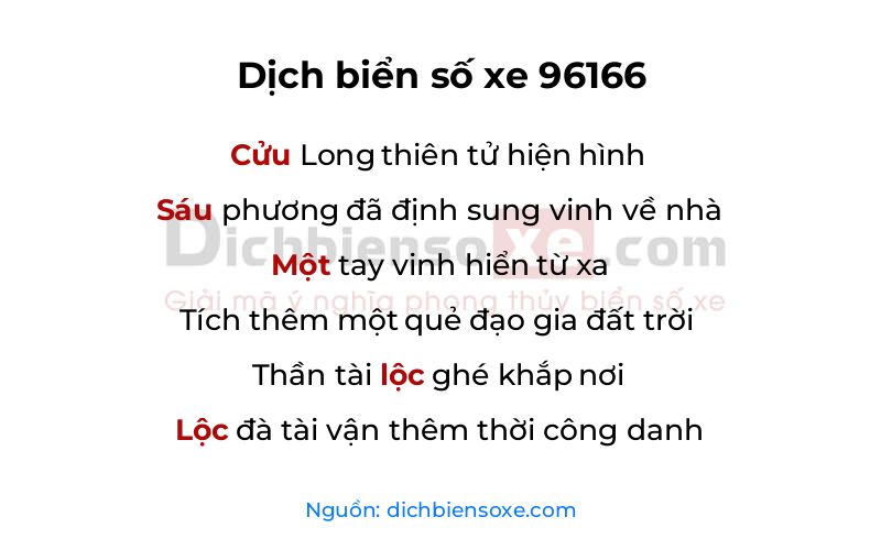 Dịch thơ biển số 96166