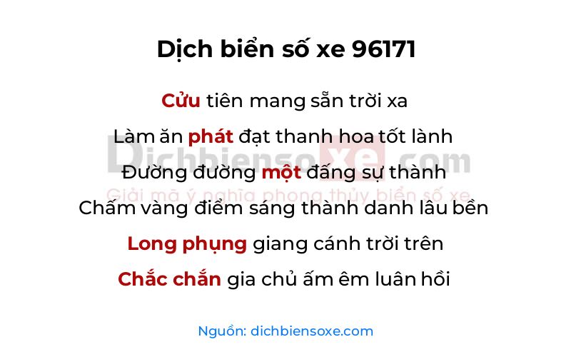 Dịch thơ biển số 96171