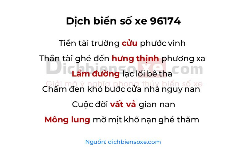 Dịch thơ biển số 96174