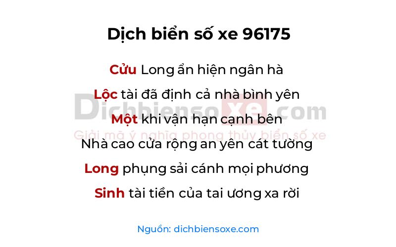 Dịch thơ biển số 96175