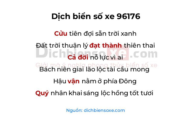 Dịch thơ biển số 96176