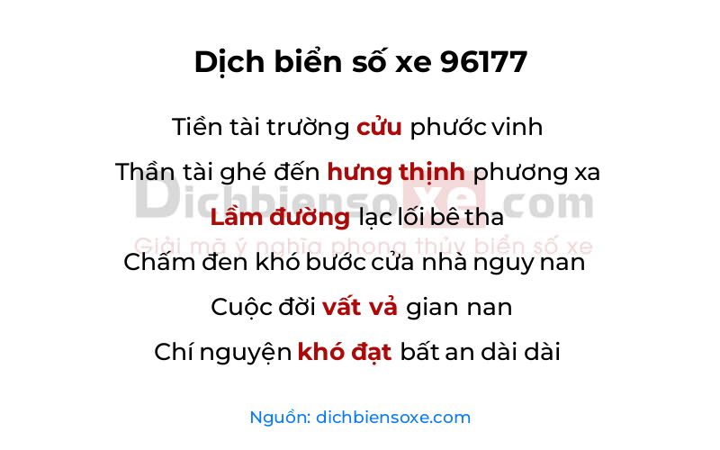 Dịch thơ biển số 96177