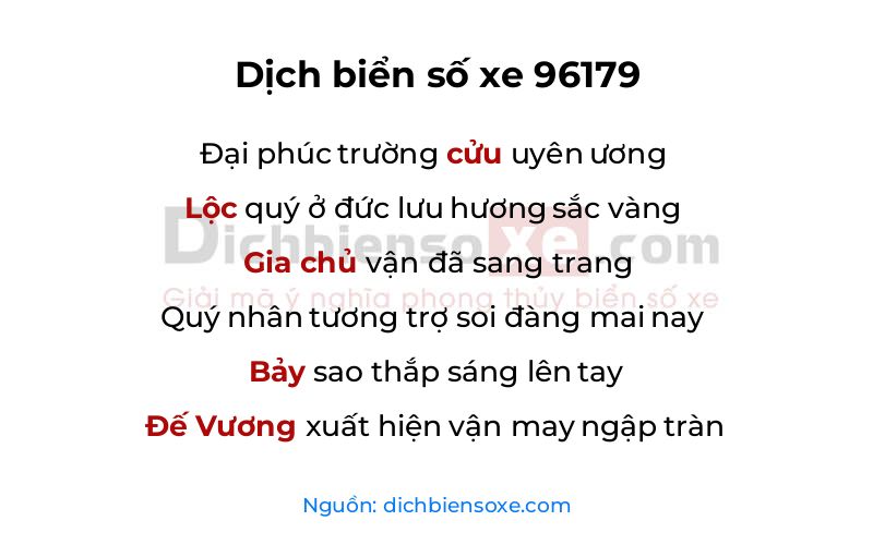 Dịch thơ biển số 96179