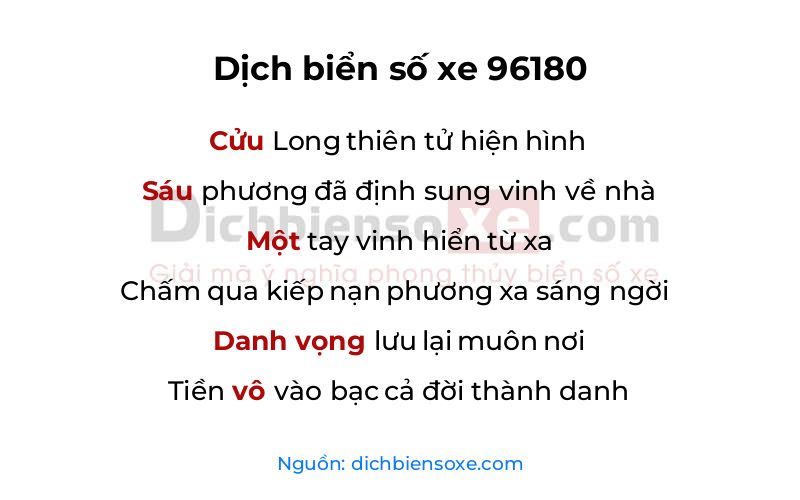 Dịch thơ biển số 96180