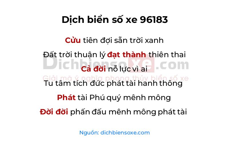 Dịch thơ biển số 96183