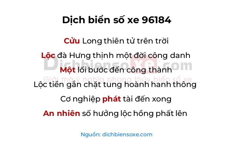 Dịch thơ biển số 96184