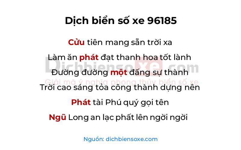 Dịch thơ biển số 96185