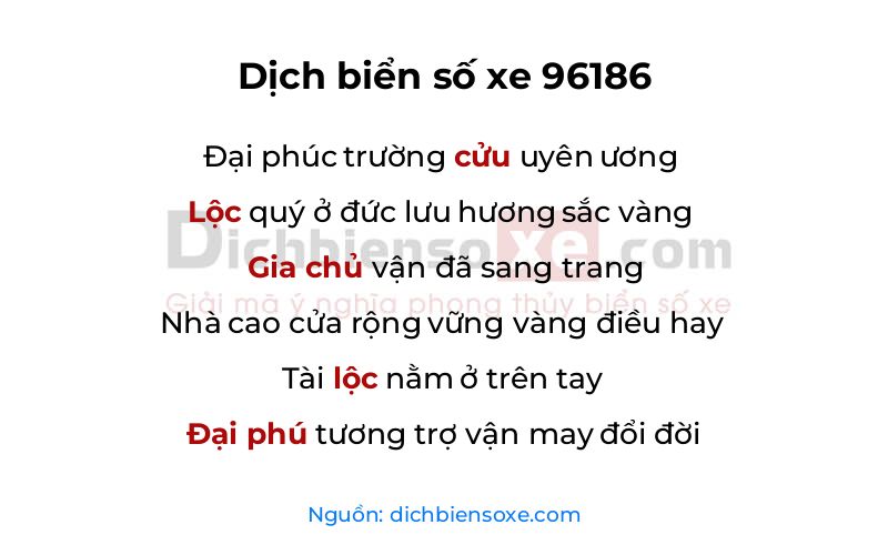 Dịch thơ biển số 96186