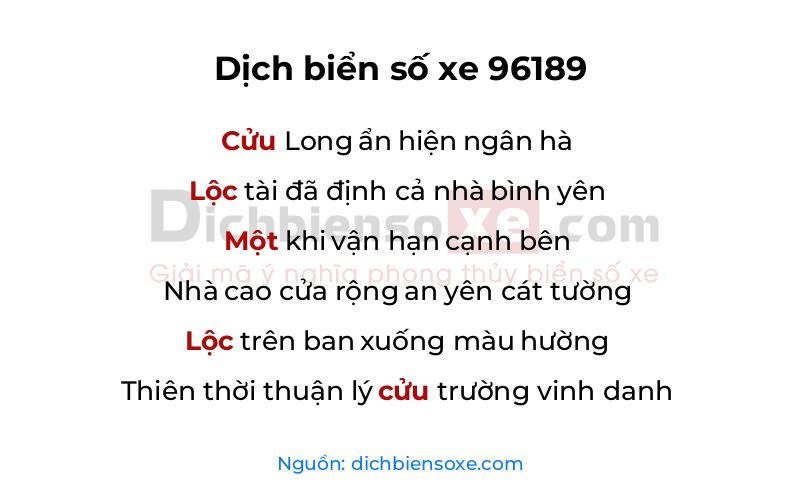 Dịch thơ biển số 96189