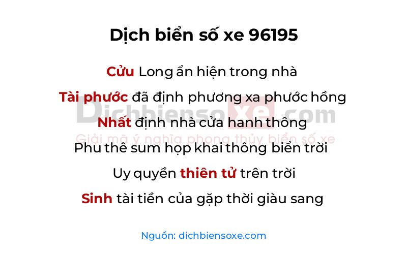 Dịch thơ biển số 96195