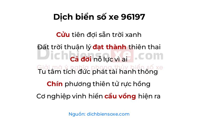 Dịch thơ biển số 96197
