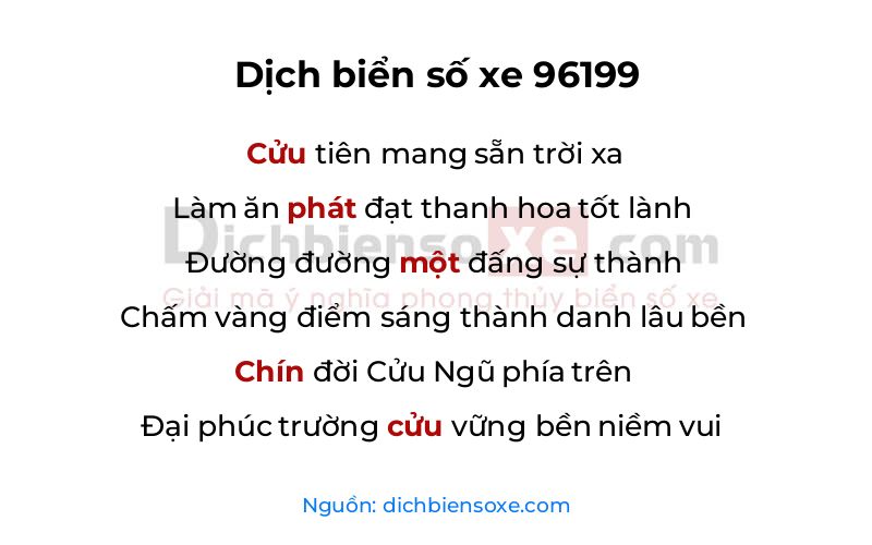 Dịch thơ biển số 96199