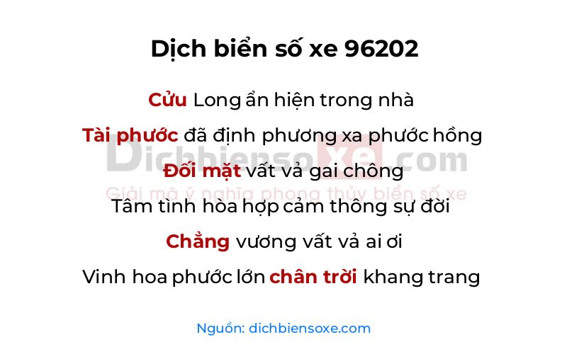 Dịch thơ biển số 96202