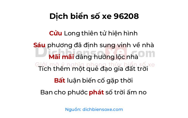 Dịch thơ biển số 96208