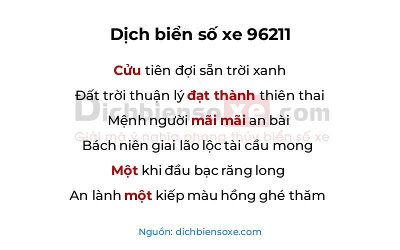 Dịch thơ biển số 96211