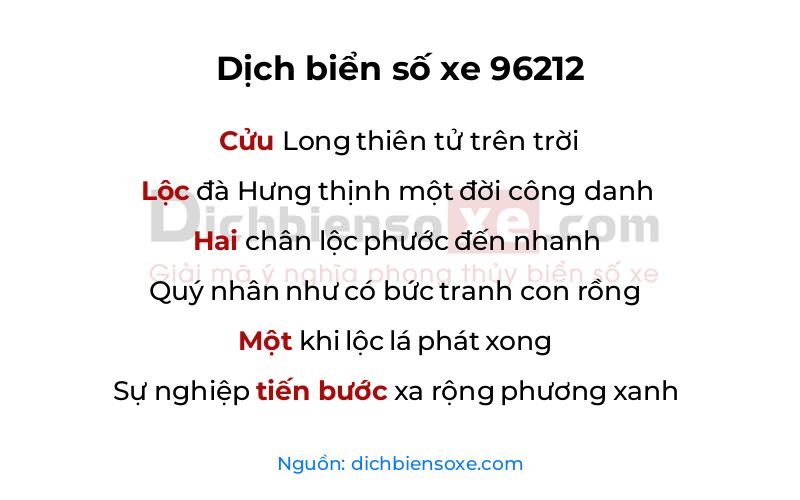 Dịch thơ biển số 96212