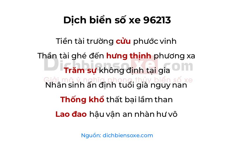 Dịch thơ biển số 96213