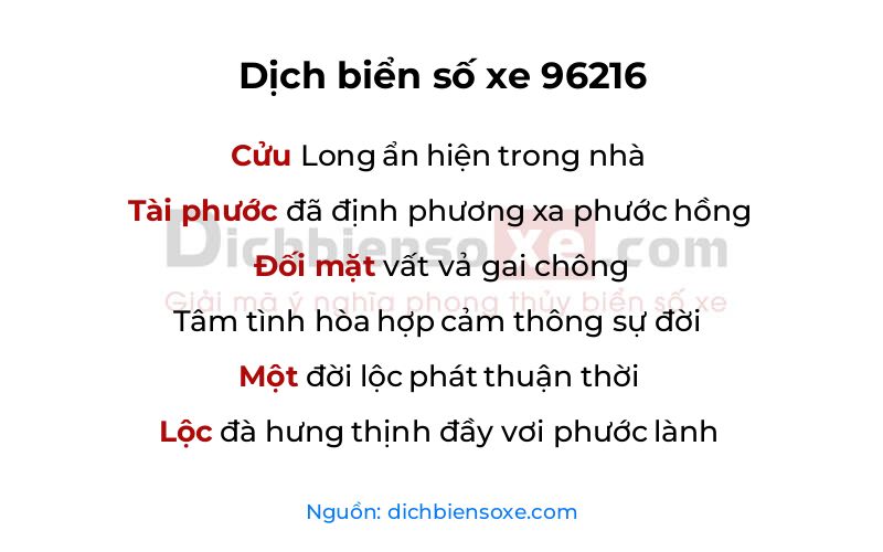 Dịch thơ biển số 96216