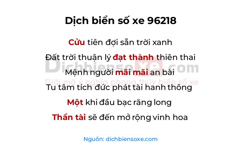 Dịch thơ biển số 96218