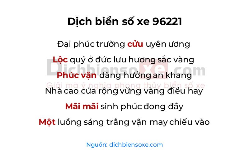 Dịch thơ biển số 96221