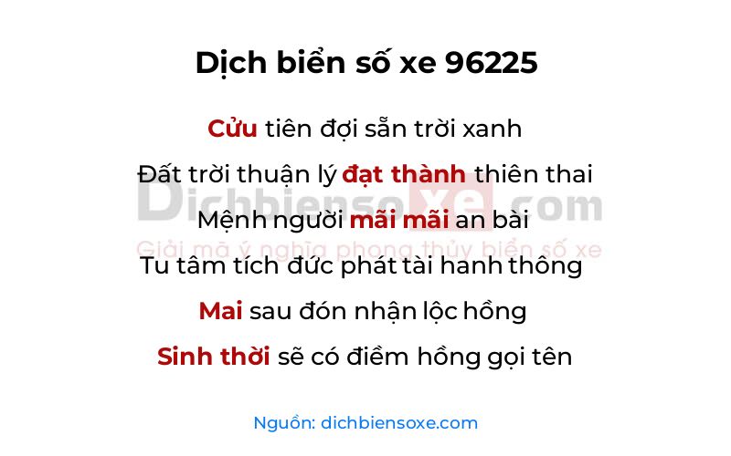 Dịch thơ biển số 96225