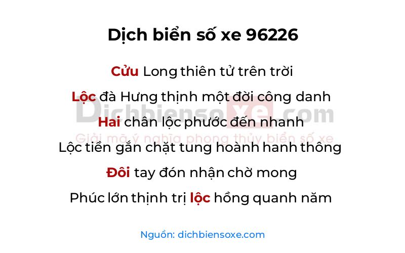 Dịch thơ biển số 96226