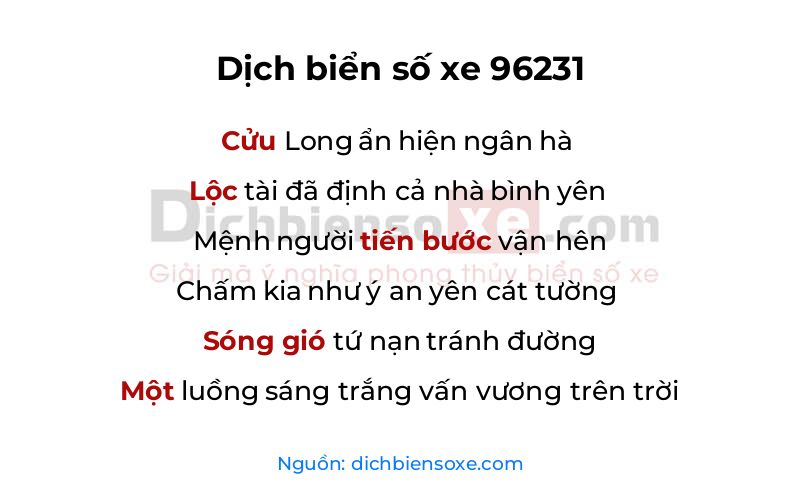 Dịch thơ biển số 96231