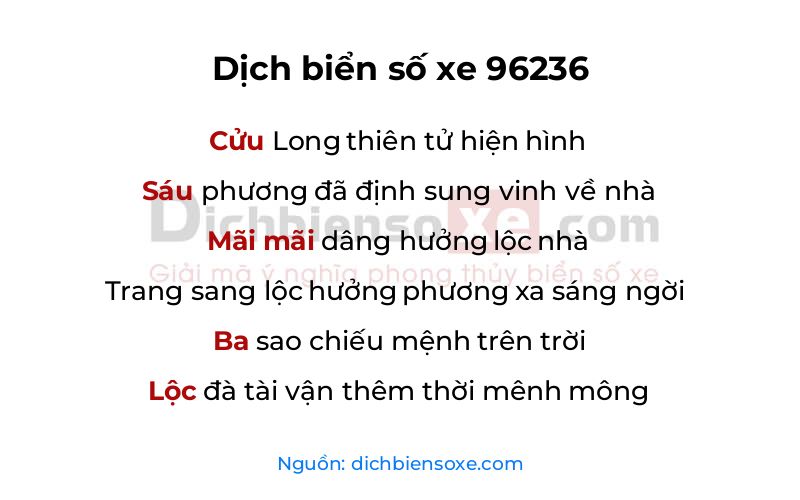 Dịch thơ biển số 96236