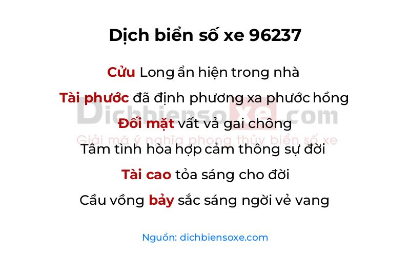 Dịch thơ biển số 96237