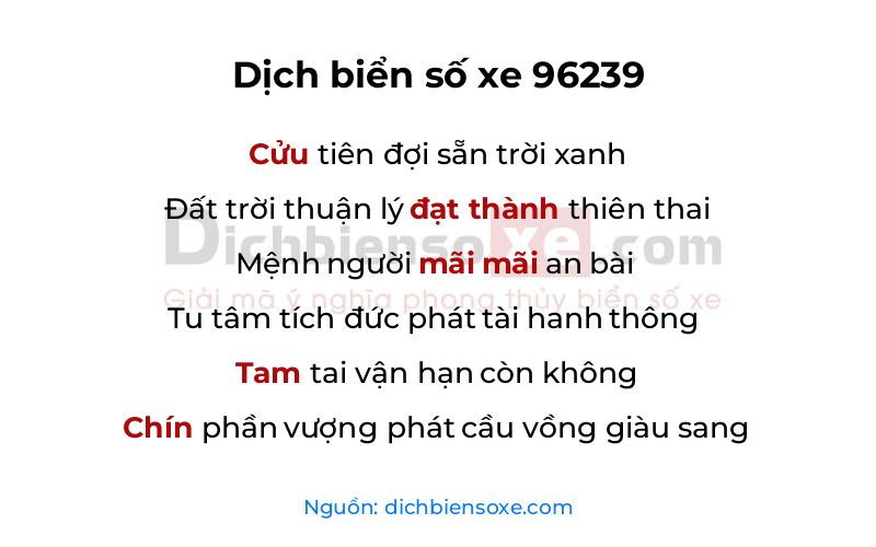 Dịch thơ biển số 96239