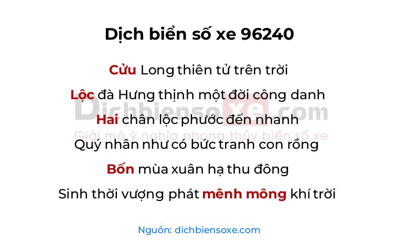 Dịch thơ biển số 96240