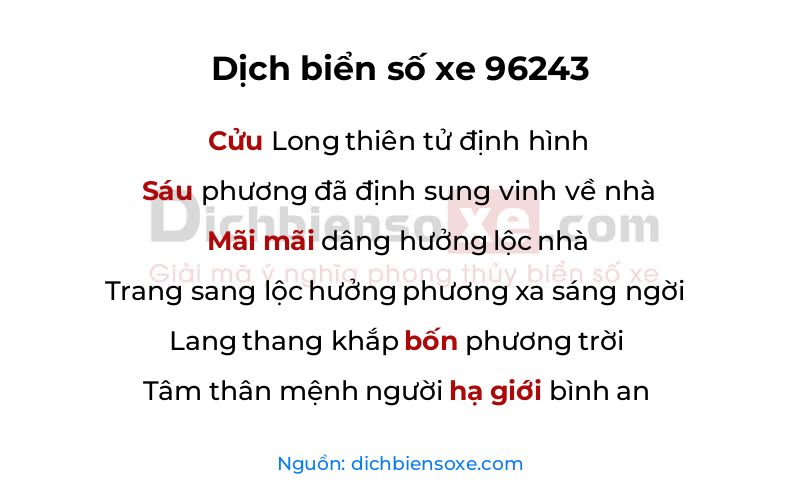 Dịch thơ biển số 96243