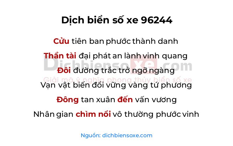 Dịch thơ biển số 96244