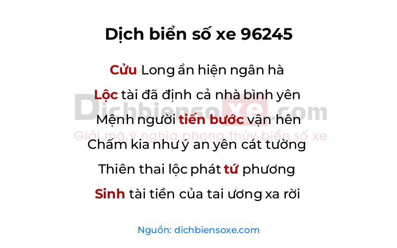 Dịch thơ biển số 96245
