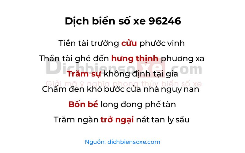 Dịch thơ biển số 96246