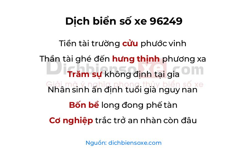 Dịch thơ biển số 96249