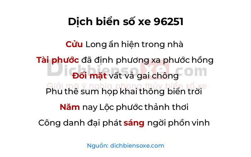 Dịch thơ biển số 96251