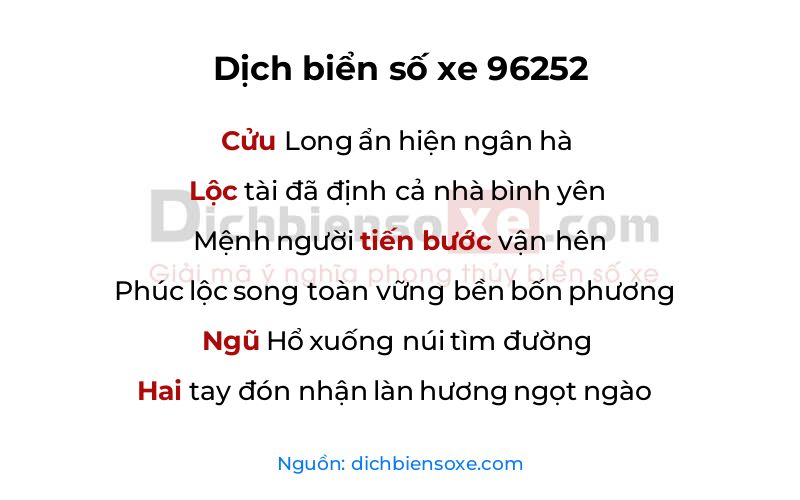 Dịch thơ biển số 96252