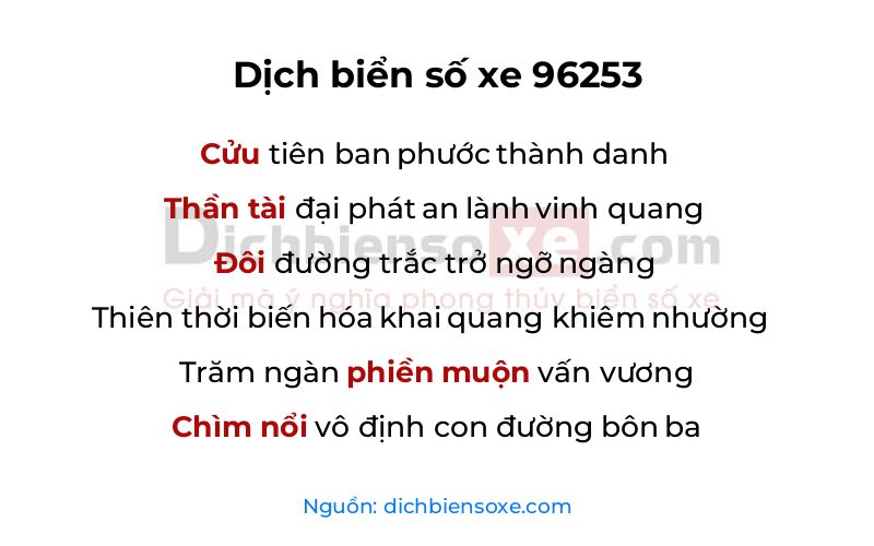 Dịch thơ biển số 96253