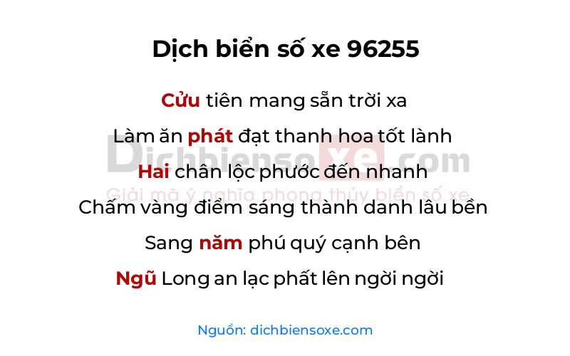 Dịch thơ biển số 96255