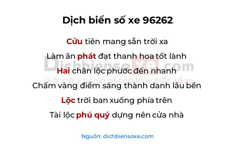 Dịch thơ biển số 96262