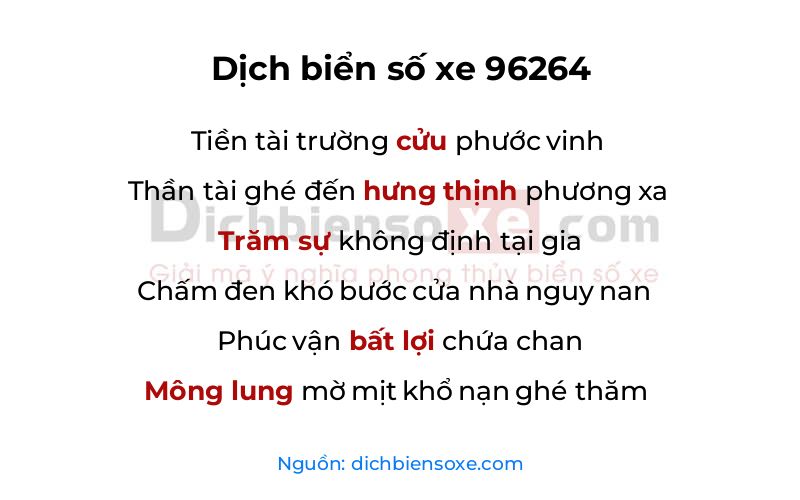 Dịch thơ biển số 96264